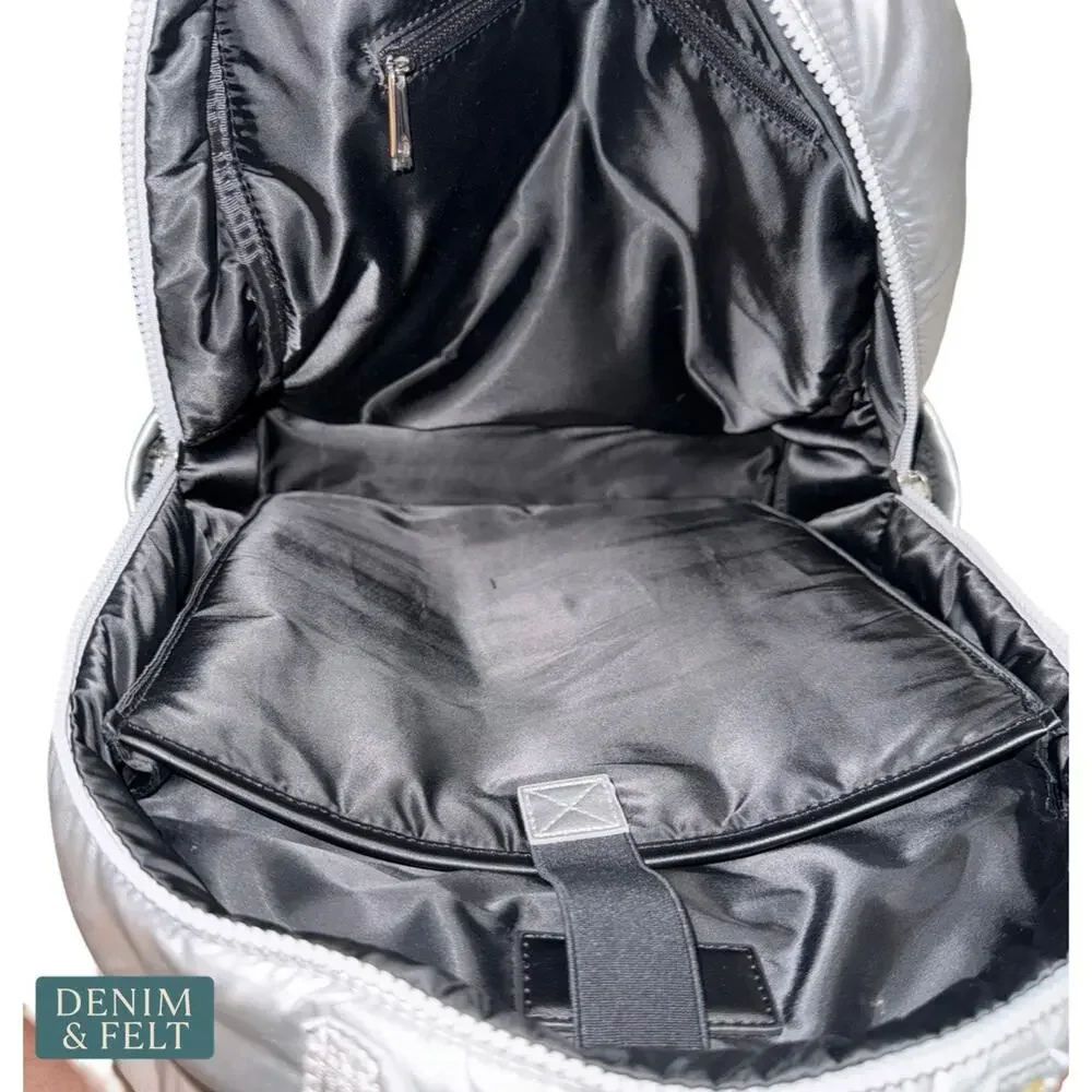 Caraa x Athleta Commuter Backpack Silver Nylon Laptop Travel Gym Work‎ Bag